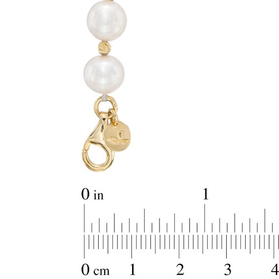 8.5-9.5mm Freshwater Cultured Pearl and Bead Strand Necklace in Sterling Silver with 14K Gold Plate