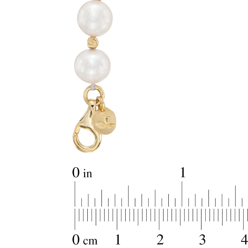8.5-9.5mm Freshwater Cultured Pearl and Bead Strand Necklace in Sterling Silver with 14K Gold Plate