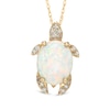 Thumbnail Image 0 of Oval Lab-Created Opal and Diamond Accent Turtle Pendant in Sterling Silver with 14K Gold Plate