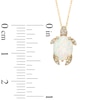 Thumbnail Image 1 of Oval Lab-Created Opal and Diamond Accent Turtle Pendant in Sterling Silver with 14K Gold Plate