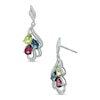 Multi-Gemstone and Diamond Accent Drop Earrings in Sterling Silver