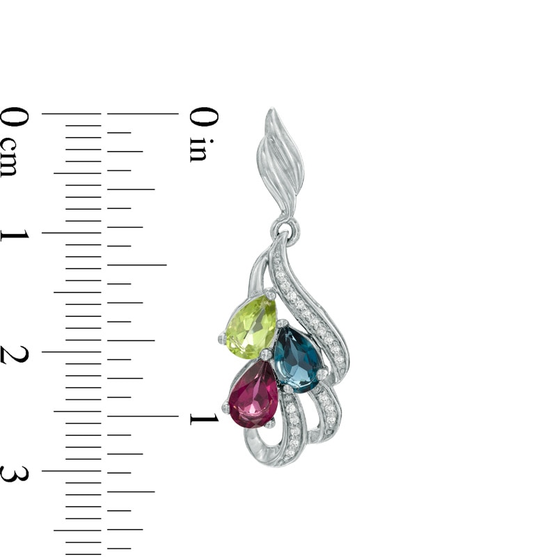 Multi-Gemstone and Diamond Accent Drop Earrings in Sterling Silver|Peoples Jewellers