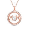 5.0mm Heart-Shaped Lab-Created White Sapphire "MOM" Circle Pendant in Sterling Silver with 14K Rose Gold Plate