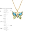 Thumbnail Image 1 of Blue Topaz, Peridot and Lab-Created White Sapphire Butterfly Pendant in Sterling Silver with 14K Gold Plate
