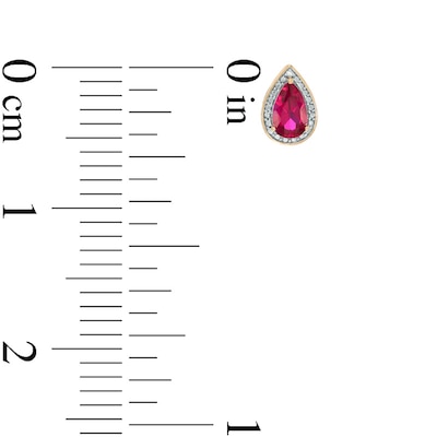 Pear-Shaped Lab-Created Ruby and Diamond Accent Stud Earrings in 10K Gold