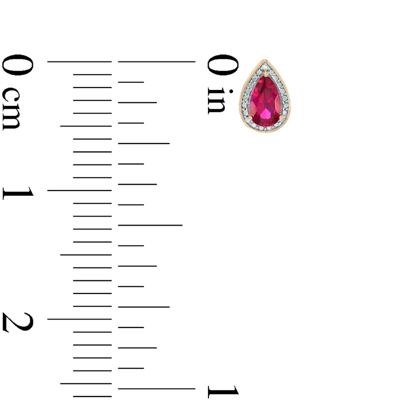 Pear-Shaped Lab-Created Ruby and Diamond Accent Stud Earrings in 10K Gold|Peoples Jewellers