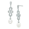 Thumbnail Image 0 of 6.0-7.0mm Freshwater Cultured Pearl and Lab-Created White Sapphire Drop Earrings in Sterling Silver