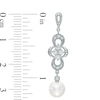 Thumbnail Image 1 of 6.0-7.0mm Freshwater Cultured Pearl and Lab-Created White Sapphire Drop Earrings in Sterling Silver