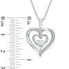 Thumbnail Image 2 of 3.5mm White Lab-Created Sapphire and Diamond Accent Double Heart with "MOM" Pendant in Sterling Silver
