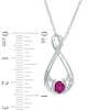 Oval Lab-Created Pink Sapphire and Diamond Accent Infinity "MOM" Pendant in Sterling Silver