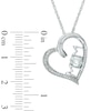 Oval Lab-Created White Sapphire and Diamond Accent "MOM" Heart Pendant in Sterling Silver