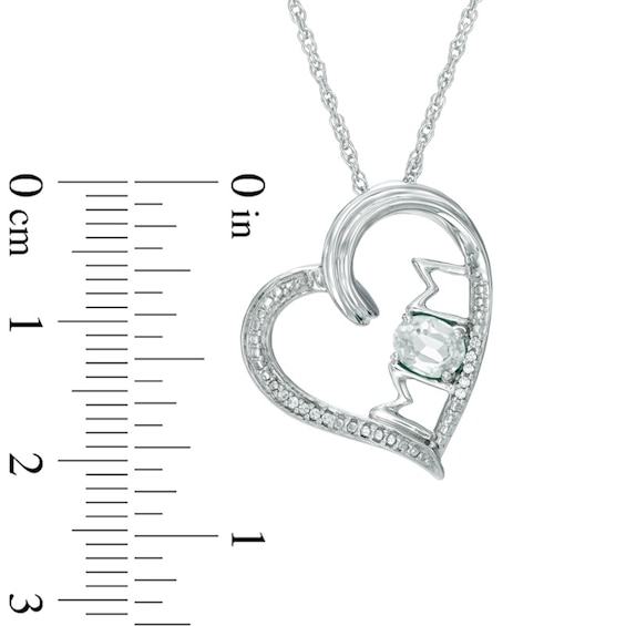 Oval Lab-Created White Sapphire and Diamond Accent "MOM" Heart Pendant in Sterling Silver