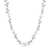 Thumbnail Image 0 of 6.0-7.5mm Freshwater Cultured Pearl and Lab-Created White Sapphire Floral Necklace in Sterling Silver-18.5"
