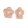 5.0mm Lab-Created White Sapphire Flower Stud Earrings in Sterling Silver with 18K Rose Gold Plate