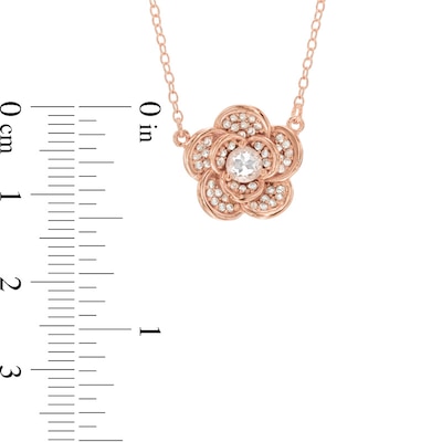 4.0mm Lab-Created White Sapphire Flower Necklace in Sterling Silver with 18K Rose Gold Plate