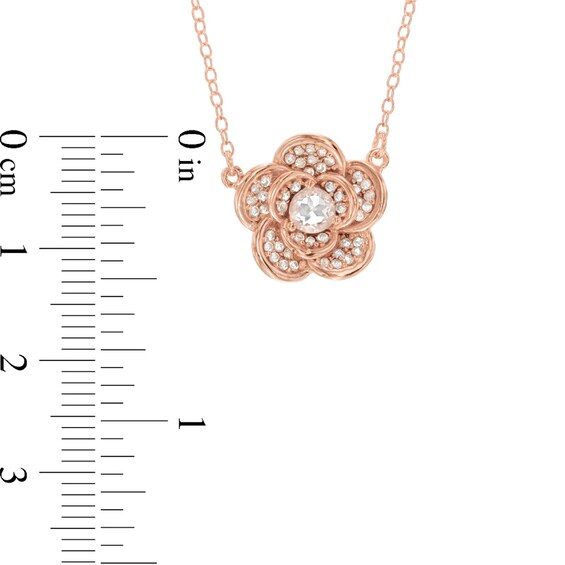 4.0mm Lab-Created White Sapphire Flower Necklace in Sterling Silver with 18K Rose Gold Plate