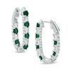 Thumbnail Image 0 of Lab-Created Emerald and White Sapphire Inside-Out Hoop Earrings in Sterling Silver