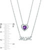 Thumbnail Image 1 of 5.0mm Heart-Shaped Amethyst and Diamond Accent "MOM" Double Strand Necklace in Sterling Silver