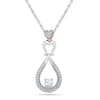 Thumbnail Image 0 of 4.0mm Lab-Created White Sapphire and Diamond Accent Heart Pendant in Sterling Silver and 10K Rose Gold