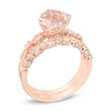 Thumbnail Image 1 of Morganite and 0.34 CT. T.W. Diamond Vintage-Style Bridal Set in 14K Rose Gold