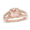 Your Stone Your Story™ 8.0mm Morganite and 0.14 CT. T.W. Diamond Collar Vintage-Style Ring in 14K Rose Gold