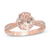 Thumbnail Image 0 of Your Stone Your Story™ Oval Morganite and 0.39 CT. T.W. Diamond Vintage-Style Bridal Set in 14K Rose Gold