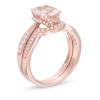 Thumbnail Image 1 of Your Stone Your Story™ Oval Morganite and 0.39 CT. T.W. Diamond Vintage-Style Bridal Set in 14K Rose Gold