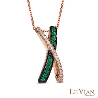 Le Vian® Costa Smeralda Emeralds™ and 0.11 CT. T.W. Diamond Pendant in 14K Strawberry Gold™