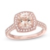 Thumbnail Image 1 of Your Stone Your Story™ 7.0mm Cushion-Cut Morganite and 0.27 CT. T.W. Diamond Frame Ring in 14K Rose Gold