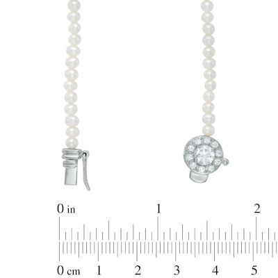 3.0-8.0mm Freshwater Cultured Pearl and Lab-Created White Sapphire Graduating Strand Necklace in Sterling Silver