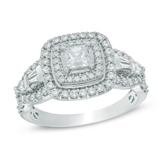 1.75 CT. T.W. Diamond Frame Cluster Bridal Set in 14K White Gold