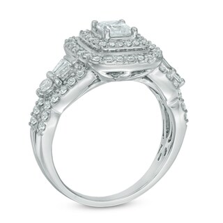 1.75 CT. T.W. Diamond Frame Cluster Bridal Set in 14K White Gold