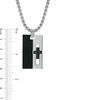 Thumbnail Image 1 of Men's 0.13 CT. T.W. Black Diamond Cross Pendant in Two-Tone Stainless Steel - 24"