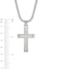 Thumbnail Image 1 of Men's 0.13 CT. T.W. Diamond Cross Pendant in Stainless Steel - 24"