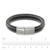 Thumbnail Image 2 of Men's 12.0mm Black Braided Leather and Stainless Steel Bracelet - 8.5"