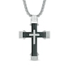 Men's 0.22 CT. T.W. Diamond Cross Pendant in Two-Tone Stainless Steel - 24"