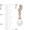 Thumbnail Image 1 of 6.5-7.0mm Freshwater Cultured Pearl and Diamond Accent Twist Drop Earrings in Sterling Silver with 14K Rose Gold Plate
