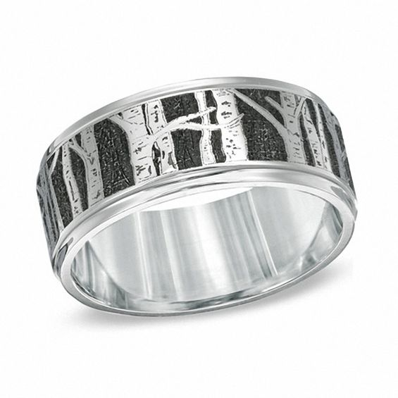 Men's 9.0mm Comfort Fit Aspen Tree Cobalt Wedding Band - Size 10