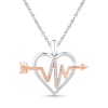 Thumbnail Image 0 of Diamond Accent Heartbeat in Heart Pendant in Sterling Silver and 10K Rose Gold