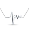 Thumbnail Image 0 of Black Diamond Accent Heartbeat "love" Necklace in Sterling Silver