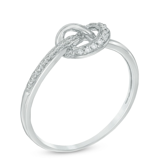 Diamond Accent Heart-Shaped Knot Ring in Sterling Silver