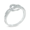 Thumbnail Image 2 of 0.10 CT. T.W. Diamond Heart-Shaped Knot Split Shank Ring in Sterling Silver