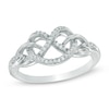 Thumbnail Image 0 of 0.10 CT. T.W. Diamond Heart-Shaped Knot Ring in Sterling Silver