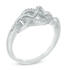 Thumbnail Image 1 of 0.10 CT. T.W. Diamond Heart-Shaped Knot Ring in Sterling Silver
