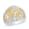 Thumbnail Image 0 of Vera Wang Love Collection 0.15 CT. T.W. Diamond Rose Lace Ring in Sterling Silver and 14K Gold