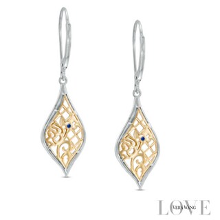 Vera Wang Love Collection 0.18 CT. T.W. Diamond Rose Lace Drop Earrings in Sterling Silver and 14K Gold