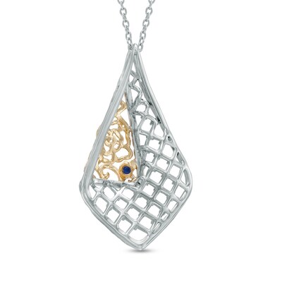 Vera Wang Love Collection 0.26 CT. T.W. Diamond Rose Lace Pendant in Sterling Silver and 14K Gold