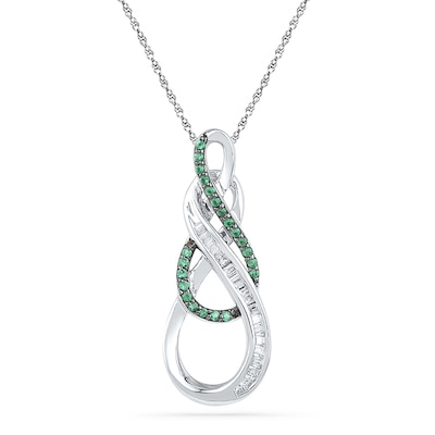 0.25 CT. T.W. Enhanced Green and White Diamond Double Infinity Pendant in Sterling Silver