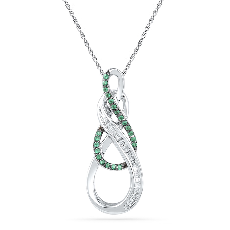 0.25 CT. T.W. Enhanced Green and White Diamond Double Infinity Pendant in Sterling Silver|Peoples Jewellers