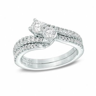 Ever Us™ 0.50 CT. T.W. Two-Stone Diamond Bypass Ring in 14K White Gold